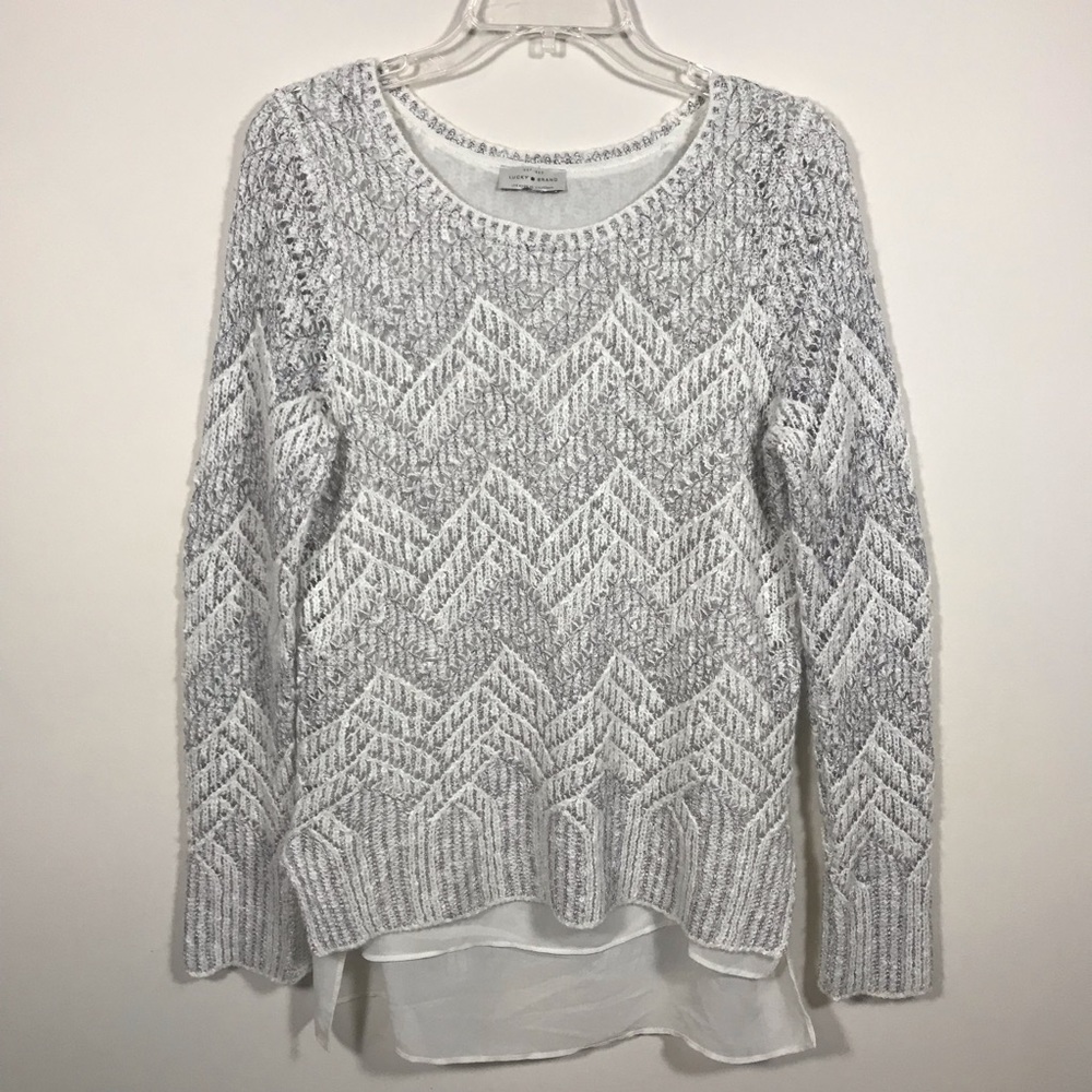 Lucky Brand Layered Chevron Metallic Sweater
